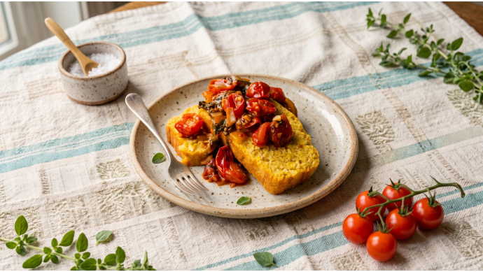 Corn-Studded Cornbread with Saucy Tomatoes