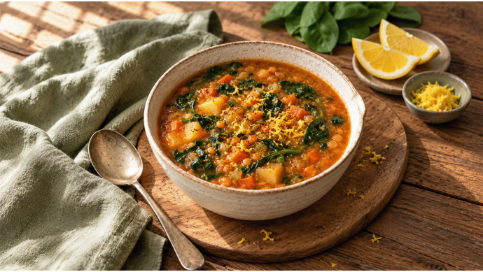 Red Lentil and Spinach Soup