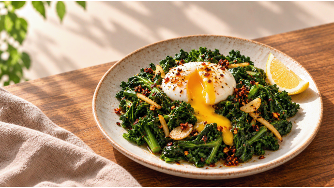 Sautéed Mustard Greens with Egg