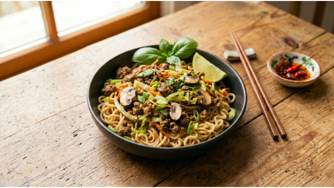 Thai Bison and Vegetable Noodle Bowls