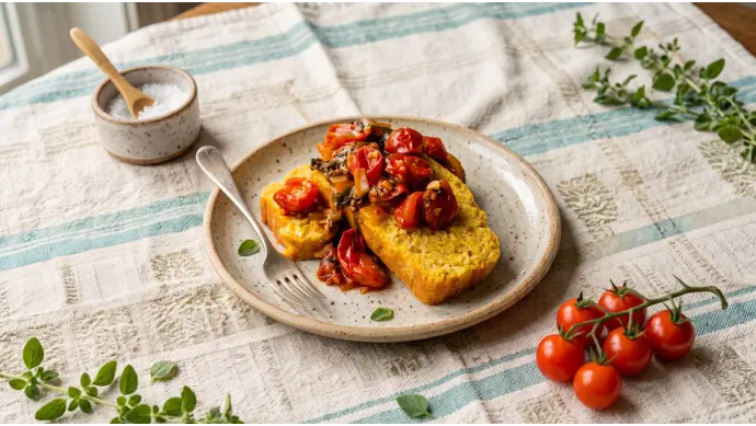 Corn-Studded Cornbread with Saucy Tomatoes