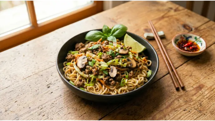 Thai Bison and Vegetable Noodle Bowls