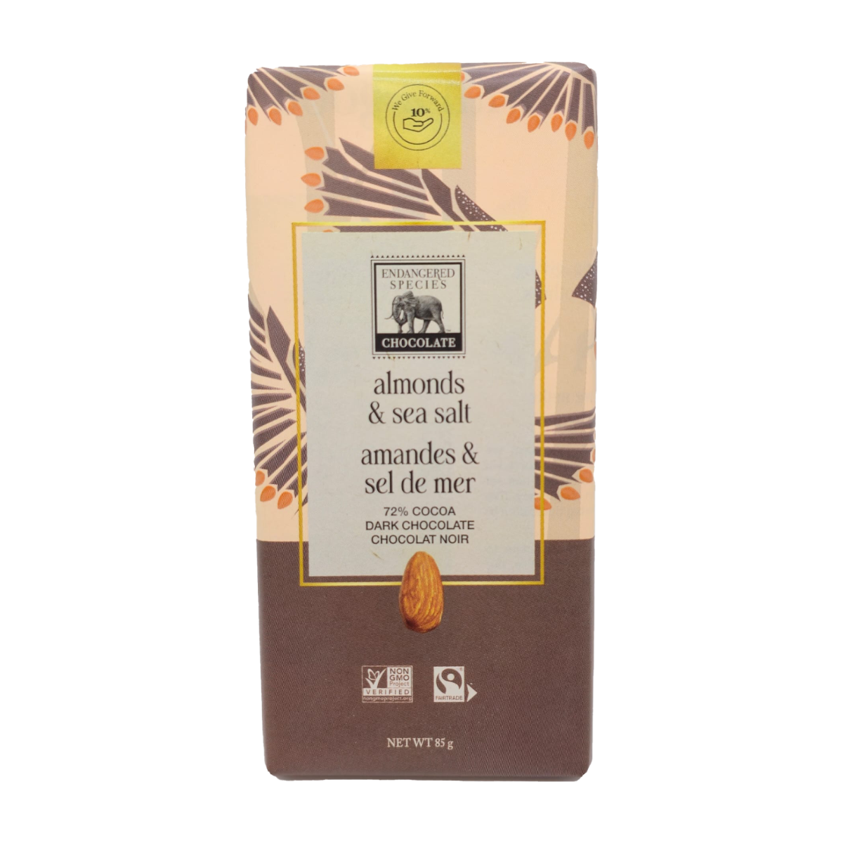 Endangered Species | 72% Cacao Almonds Sea Salt & Dark Chocolate Bar