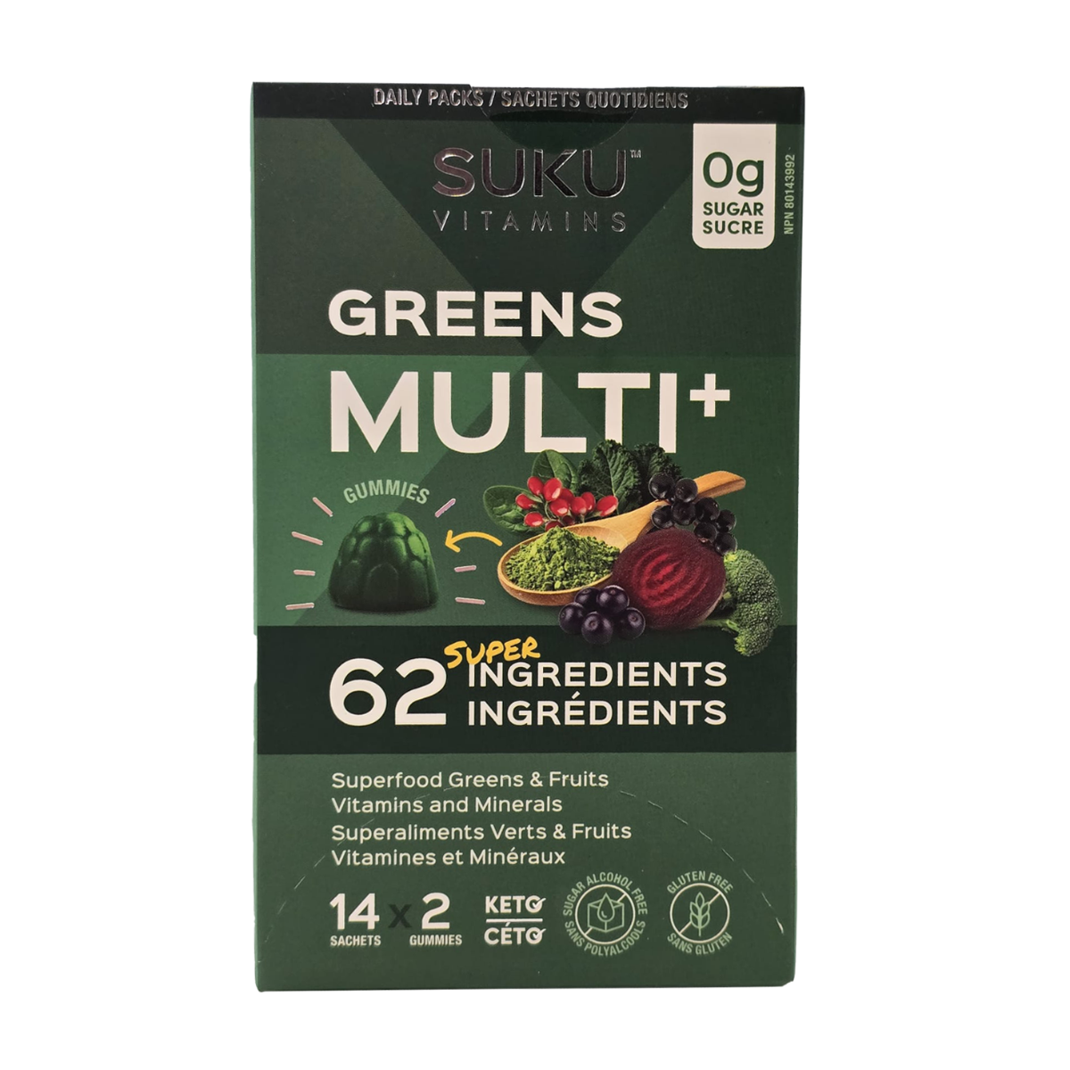 Suku Vitamins | Greens Multi + Sachets Watermelon/Lime  (14x2 Gummies)