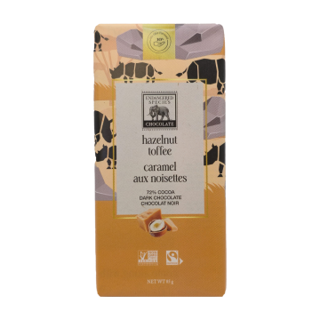 Endangered Species | 72% Cacao Hazelnut & Toffee Dark Chocolate Bar