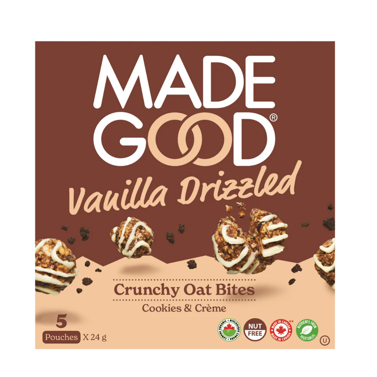 Made Good | Vanilla Drizzled Cookies & Creme Crunchy Oat Bites 5pk