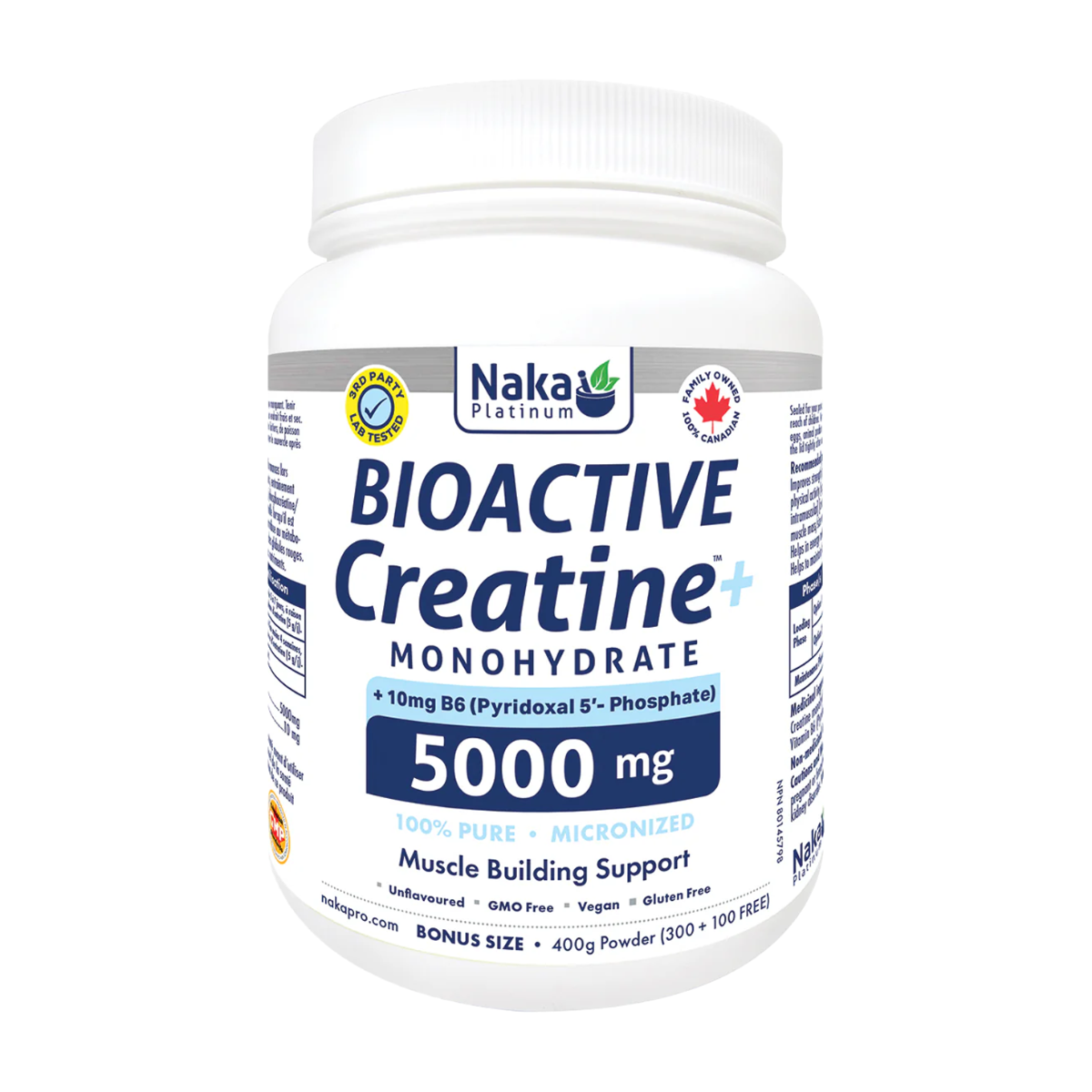 Naka Platinum | Bioactive 5000mg Creatine+B6  400g Powder
