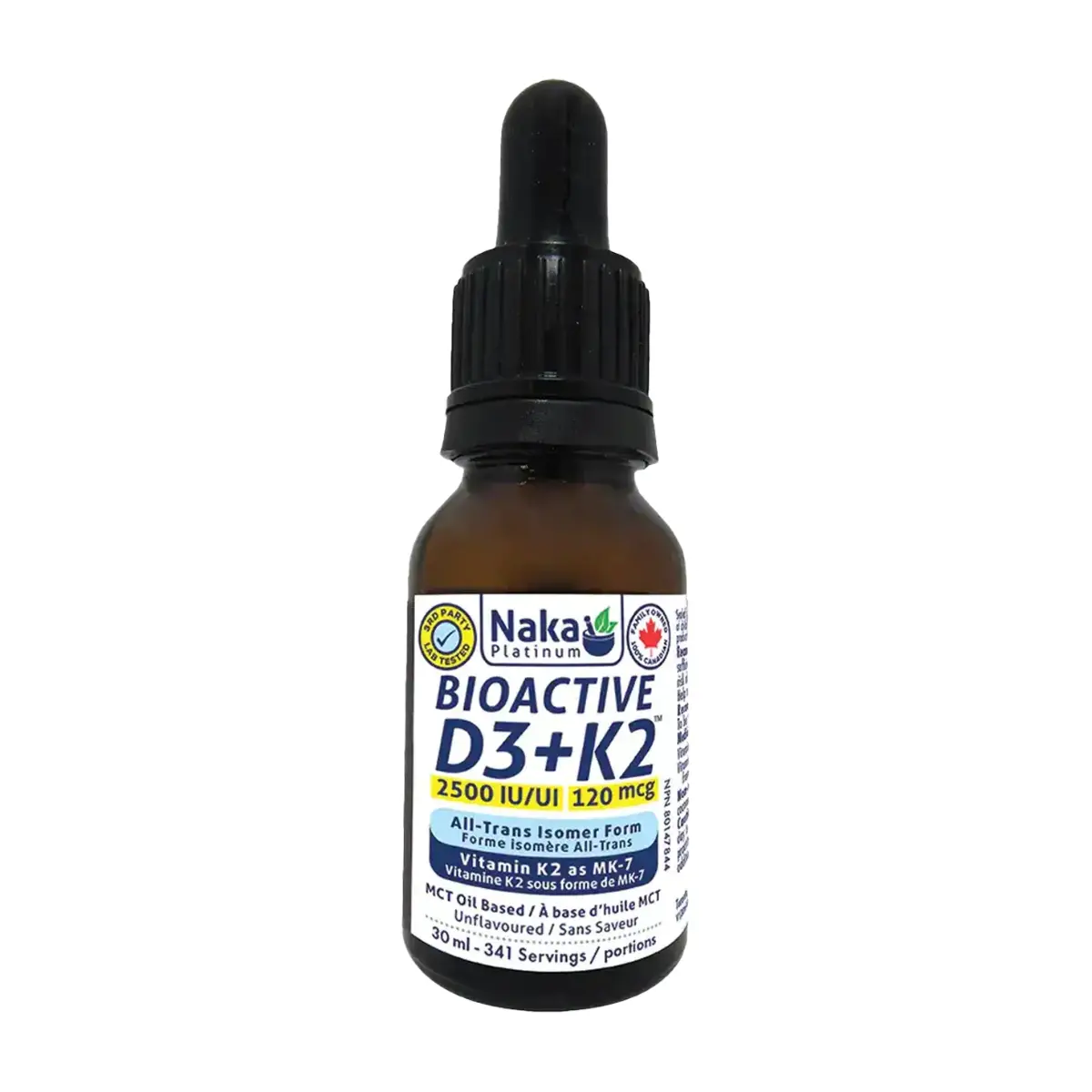 Naka Platinum | BioActive D3(2500IU)+K2(120mcg) 30ml Liquid