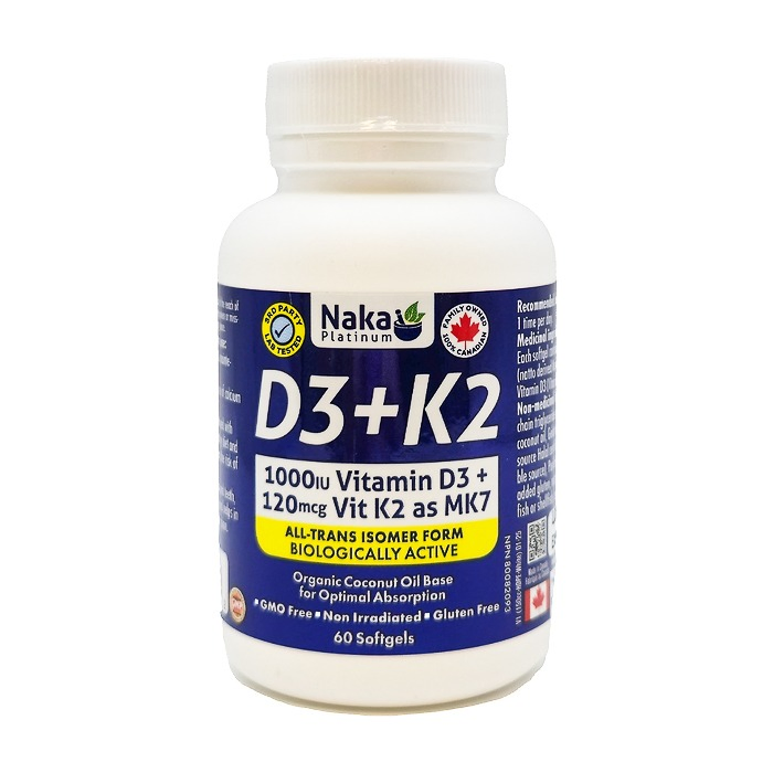 Naka Platinum | BioActive D3(1000IU)+K2(120mcg) Softgels