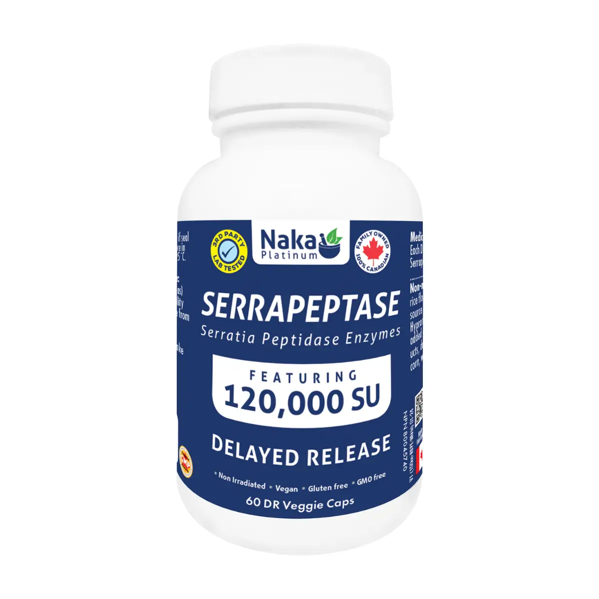 Naka Platinum | Serrapeptase 120000 SU Delayed Release Veggie Capsules