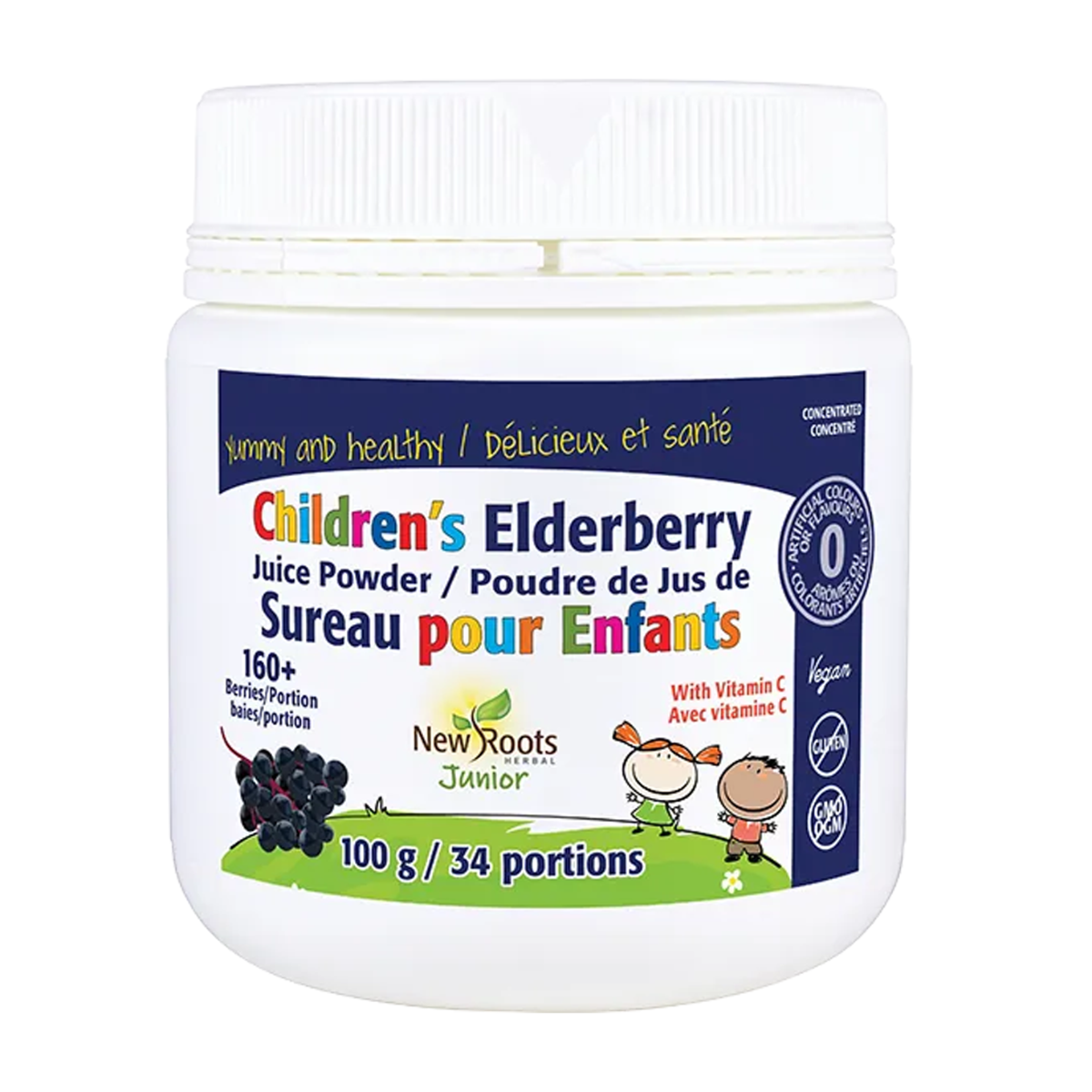 New Roots | Children's Elderberry Juice Powder With Vitamin C