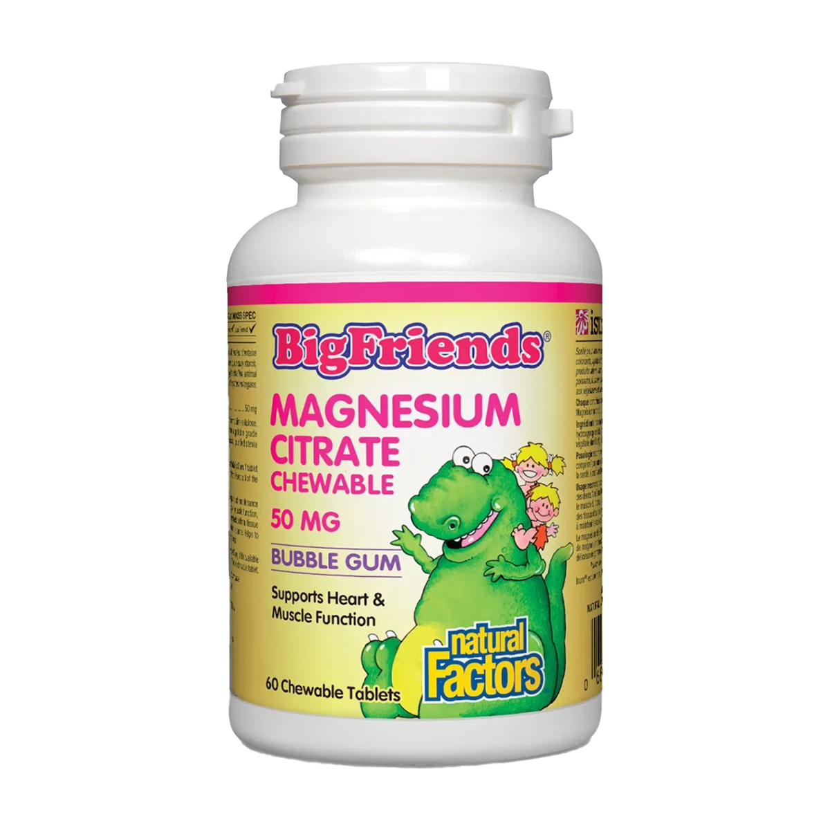 Natural Factors | Big Friends Bubble Gum Flavour Magnesium Citrate 50mg Chewable Tablets