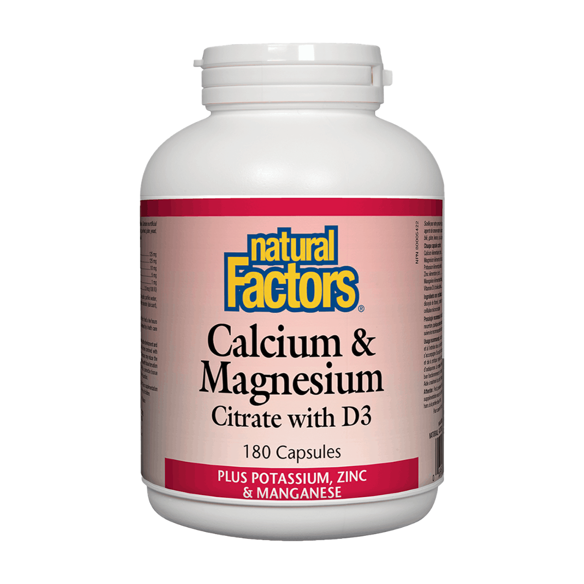 Natural Factors | Calcium & Magnesium Citrate With D3 Plus Potassium, Zinc & Manganese Capsules