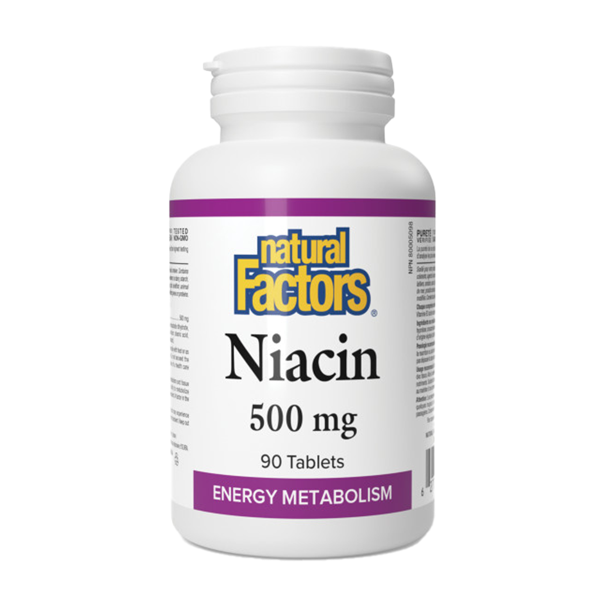 Natural Factors | Vitamin B3 (Nicotinic Acid) 500mg Tablets