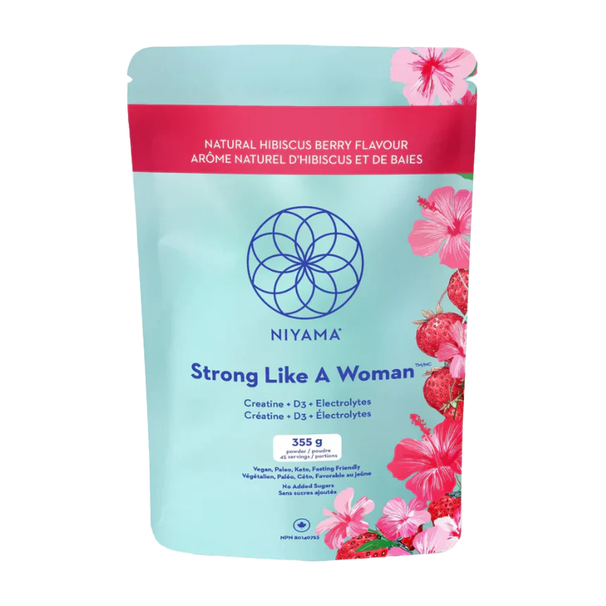 Niyama | Strong Like A Woman Creatine +D3 + Electrolytes Hibiscus Berry Powder 355g