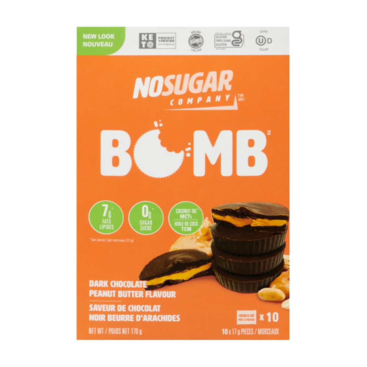 No Sugar | Dark Chocolate Peanut Butter Keto Bomb 10x17g