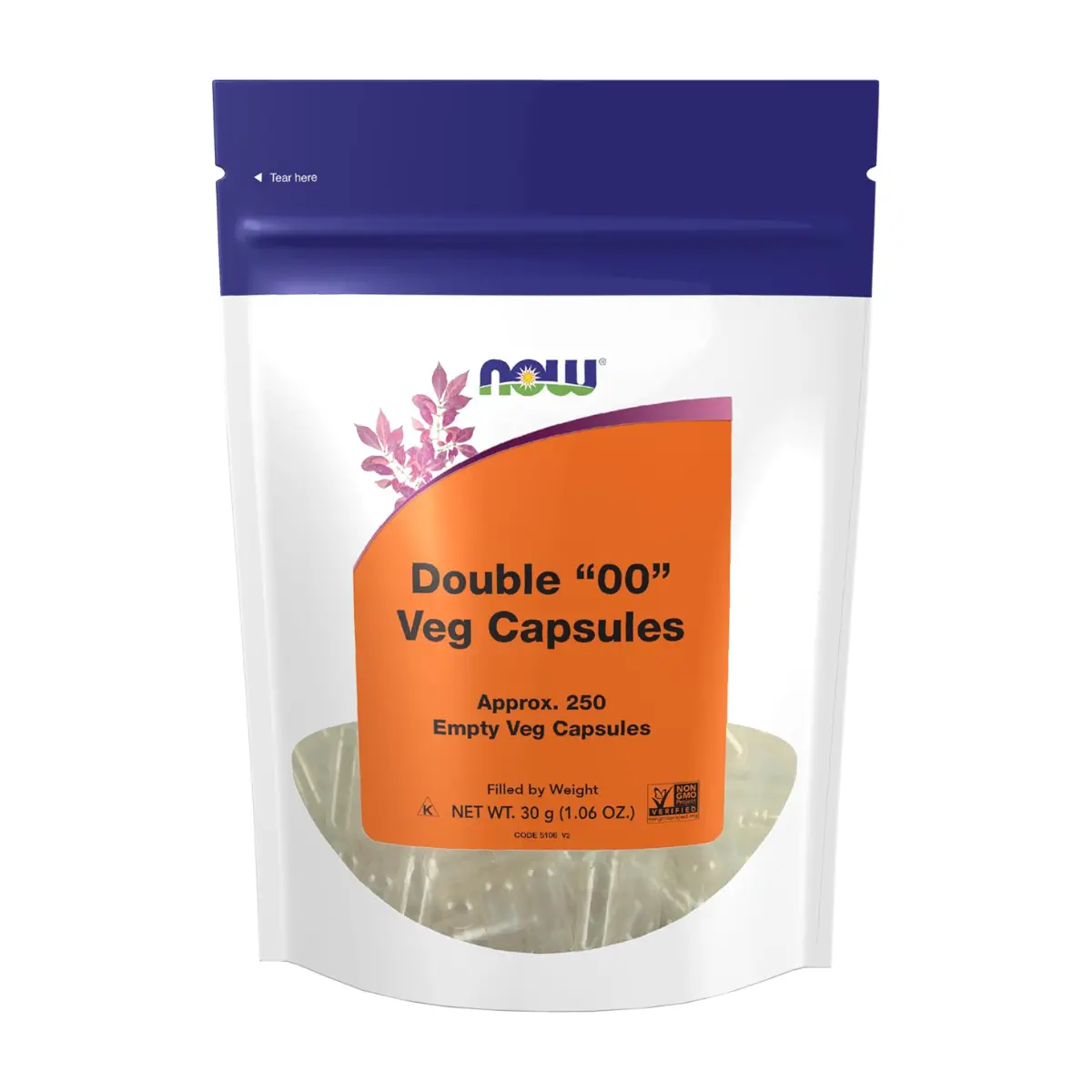 NOW | Empty Double "00" Vegetarian Approx. 250 Vegetarian Capsules (30g)
