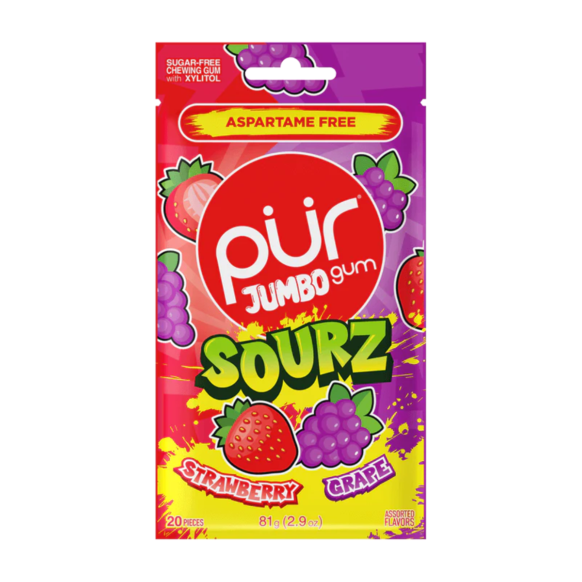 Pur | Strawberry/Grape Jumbo Gum Bag 81g