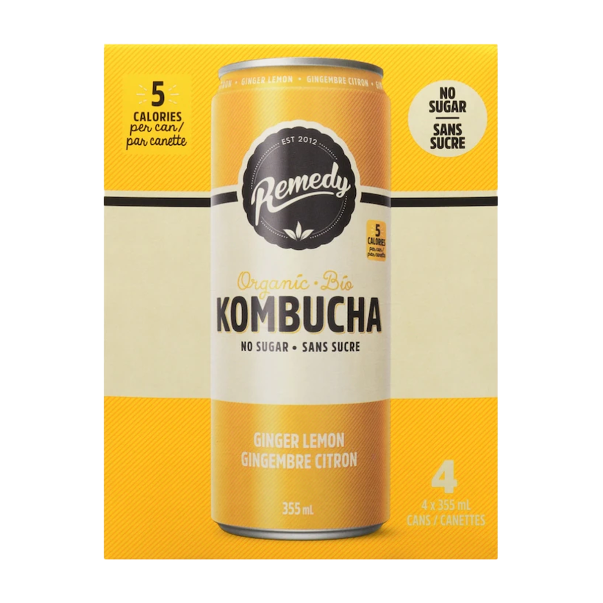 Remedy | Organic Ginger Lemon Kombucha 4pk