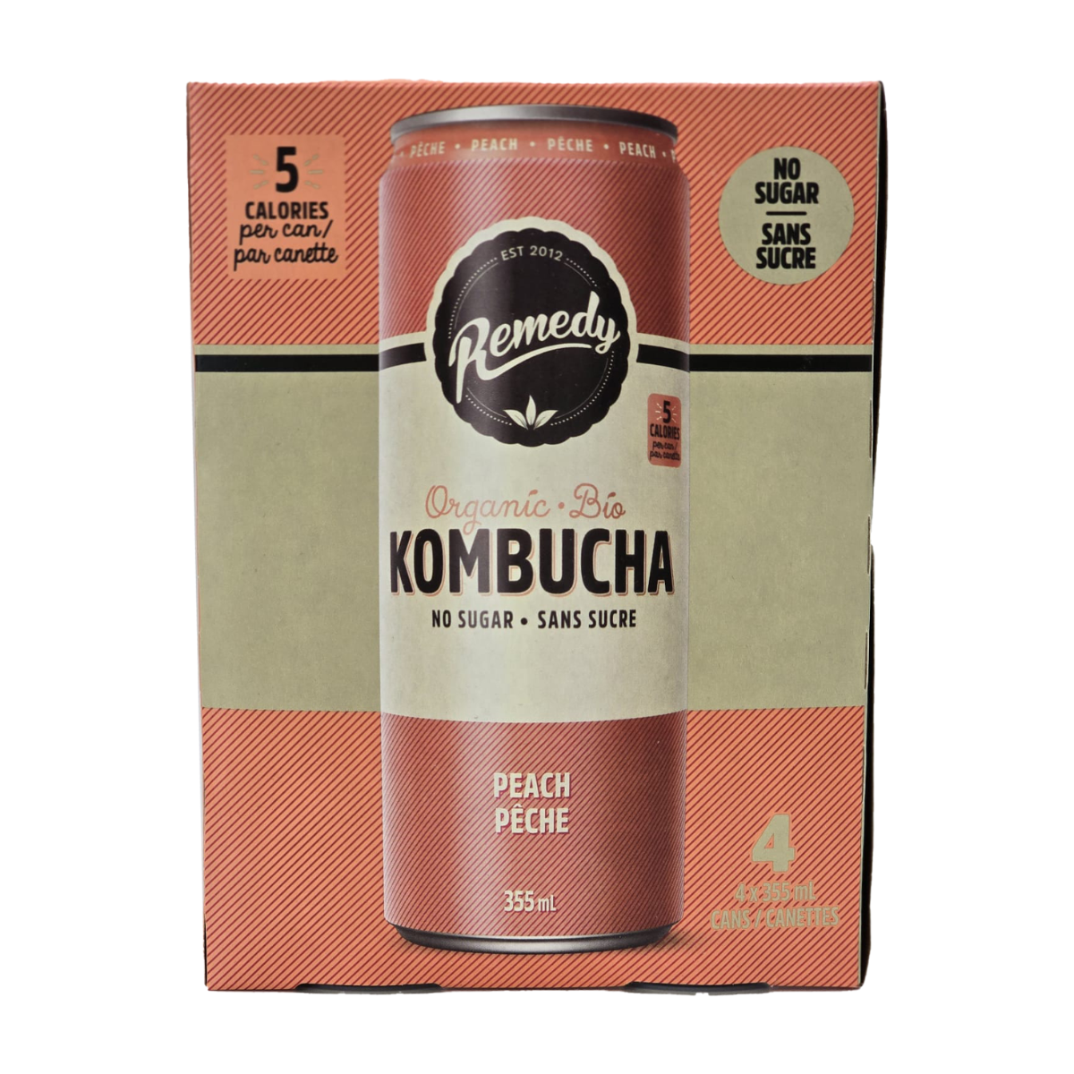 Remedy | Organic Peach Kombucha 4pk
