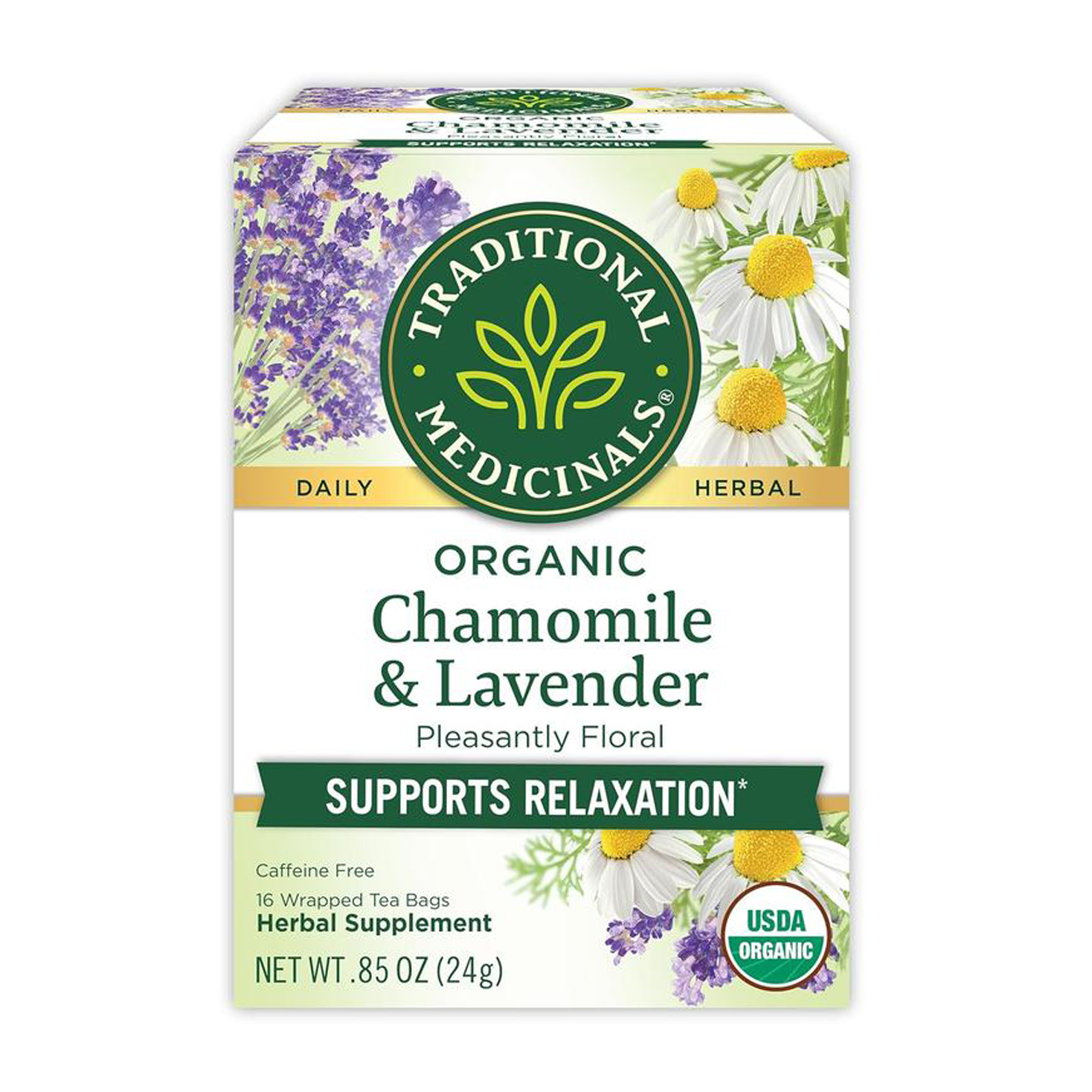 Traditional Medicinals | Chamomile & Lavender Herbal Tea 16 Bags
