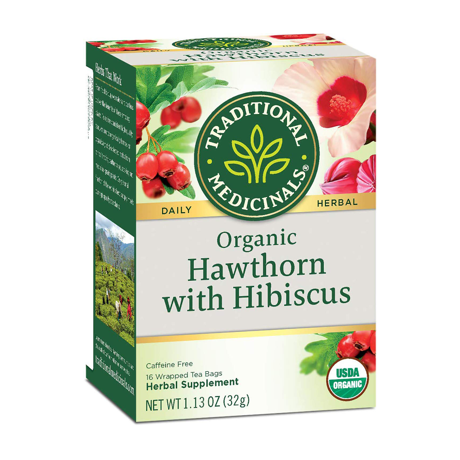 Traditional Medicinals | Hawthorn & Hibiscus Herbal Tea 16 Tea Bags