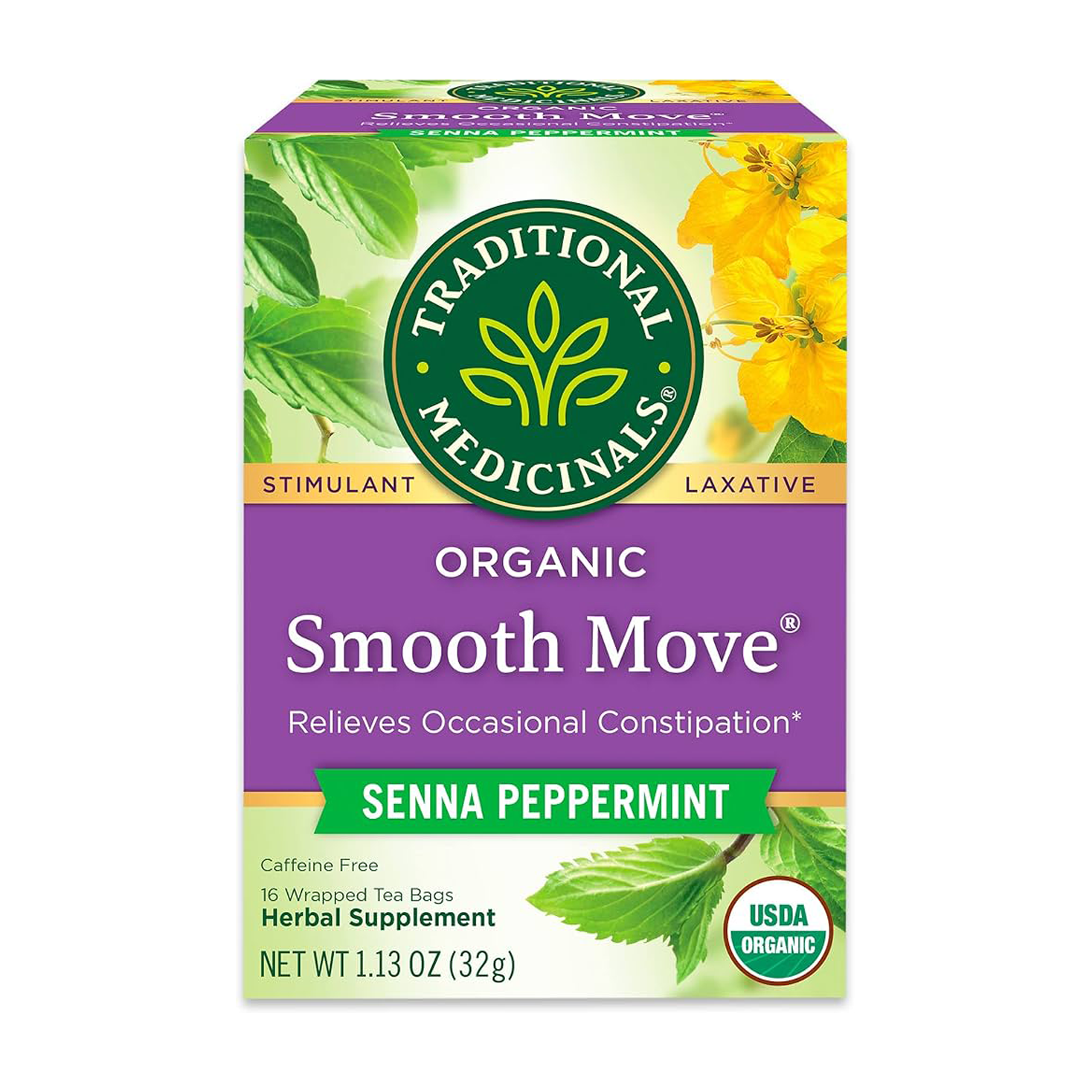 Traditional Medicinals | Smooth Move Senna Peppermint Laxative Tea 16 Bags