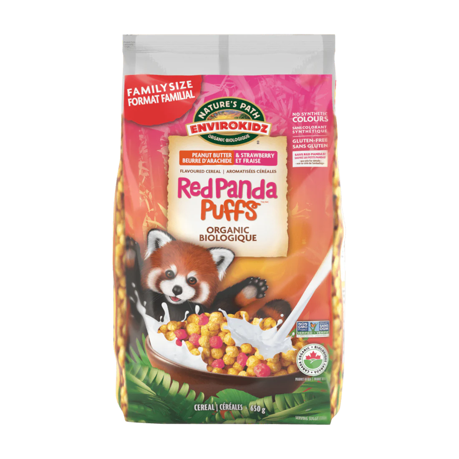 Nature's Path | Red Panda Peanut Butter & Strawberry Puffs Eco-Pac Cereal 650g