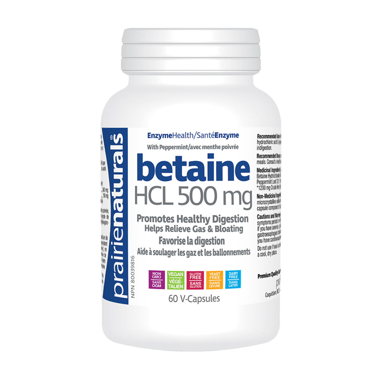 Prairie Naturals | Betaine HCL 500mg Vegetarian Capsules