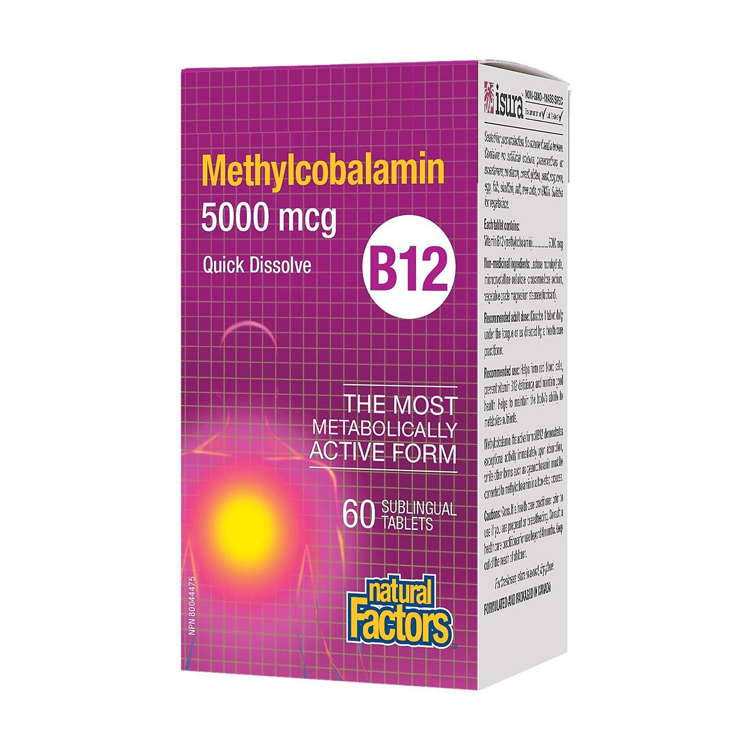 Natural Factors | Vitamin B12 Methylcobalamin 5000mcg  Sublingual Tablets