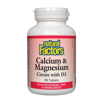 Natural Factors | Calcium & Magnesium Citrate With D3 Plus Potassium, Zinc & Manganese Tablets