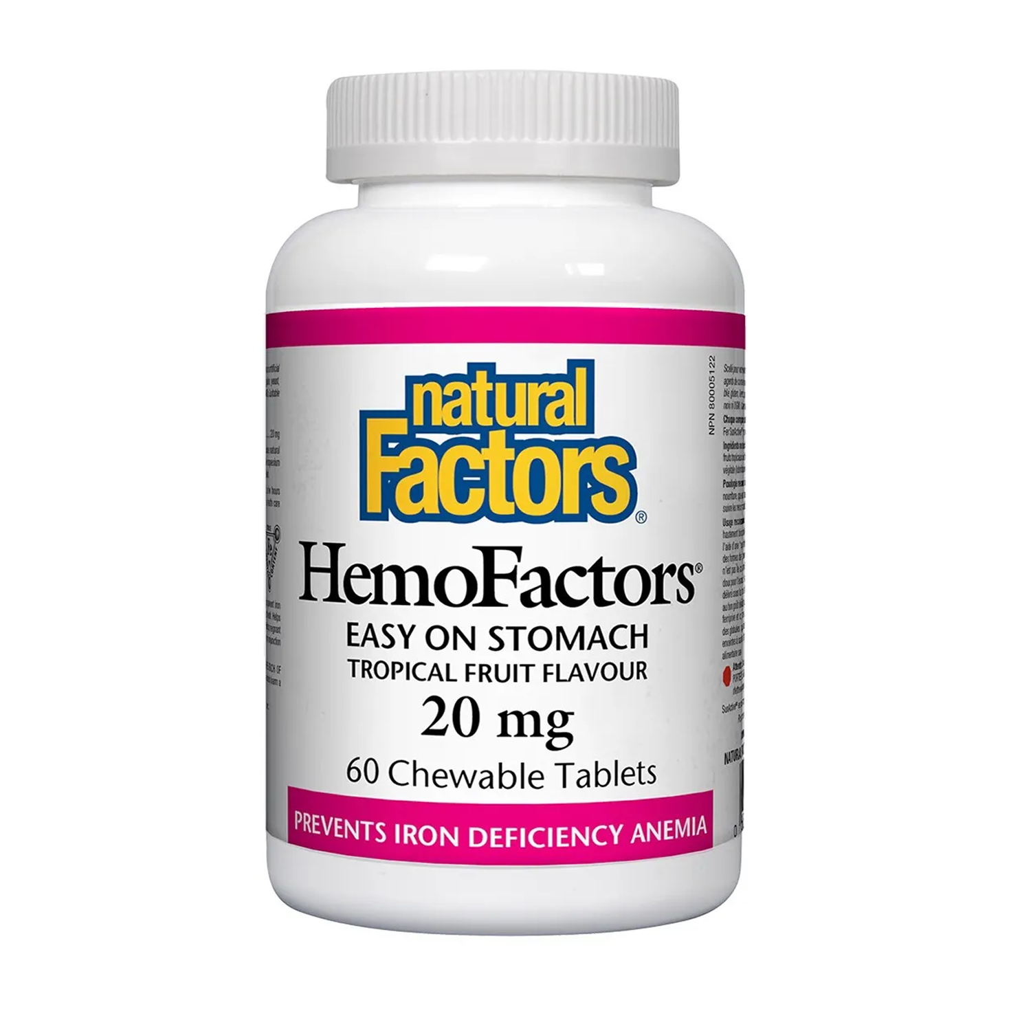 Natural Factors | HemoFactors Iron 20mg Tropical Fruit Flavour Chewable Tablets