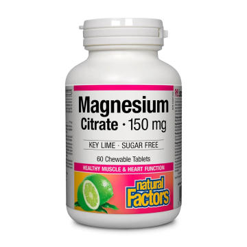 Natural Factors | Magnesium Citrate 150mg Key Lime Flavour Chewable Tablets