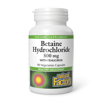 Natural Factors | Betaine Hydrochloride With Fenugreek Veggie Capsules
