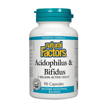 Natural Factors | Acidophilus & Bifidus 5 Billion Active Cells Probiotic Capsules