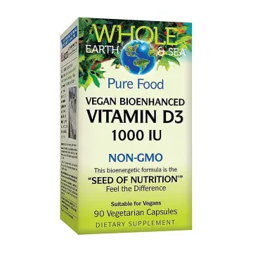 Natural Factors | Whole Earth & Sea Pure Food Vegan Bioenhanced Vitamin D3 1000IU Vegetarian Capsules