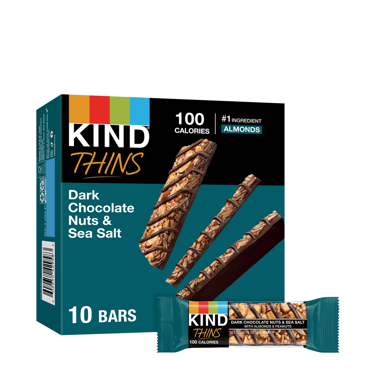 Kind | Nuts, Sea Salt & Dark Chocolate Thins 10x21g Bars
