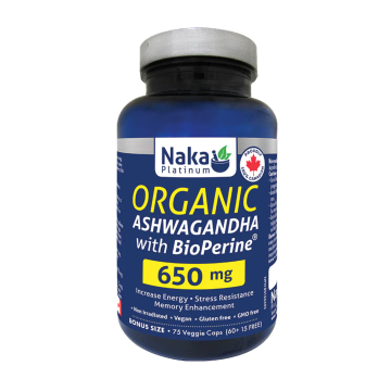 Naka Platinum | Organic Ashwagandha 650mg With BioPerine Vegetarian Capsules