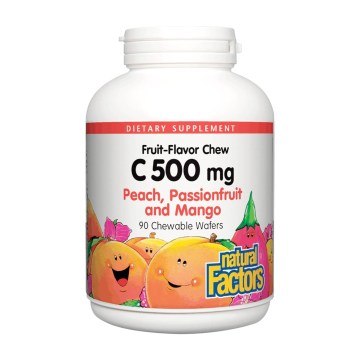 Natural Factors | Vitamin C 500mg Peach, Passionfruit & Mango Chewable Wafers