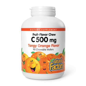 Natural Factors | Vitamin C 500mg Tangy Orange Chewable Wafers
