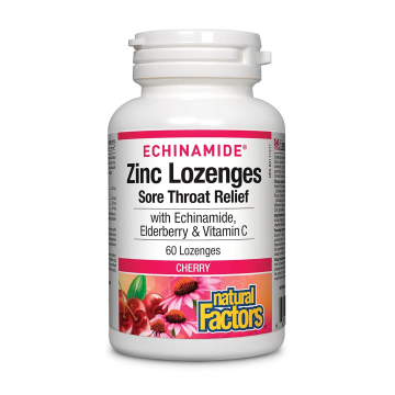 Natural Factors | Echinamide Zinc Sore Throat Relief Cherry Lozenges