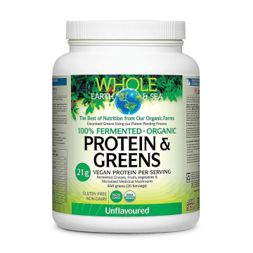 Natural Factors | Whole Earth & Sea Fermented & Organic Unflavoured Protein & Greens Powder