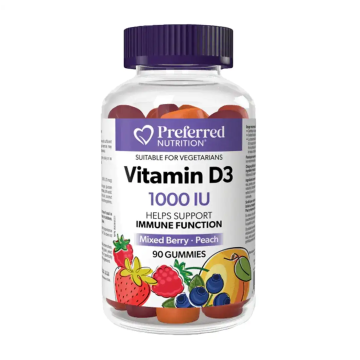 Preferred Nutrition | Vitamin D3 1000IU Mixed Berry & Peach Gummies