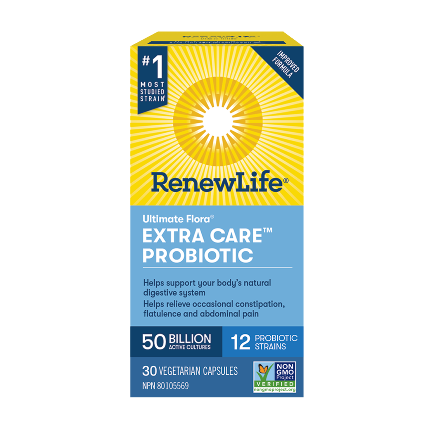 Renew Life | Ultimate Flora Extra Care 50 Billion 12-Strain Probiotic Vegetarian Capsules 30's