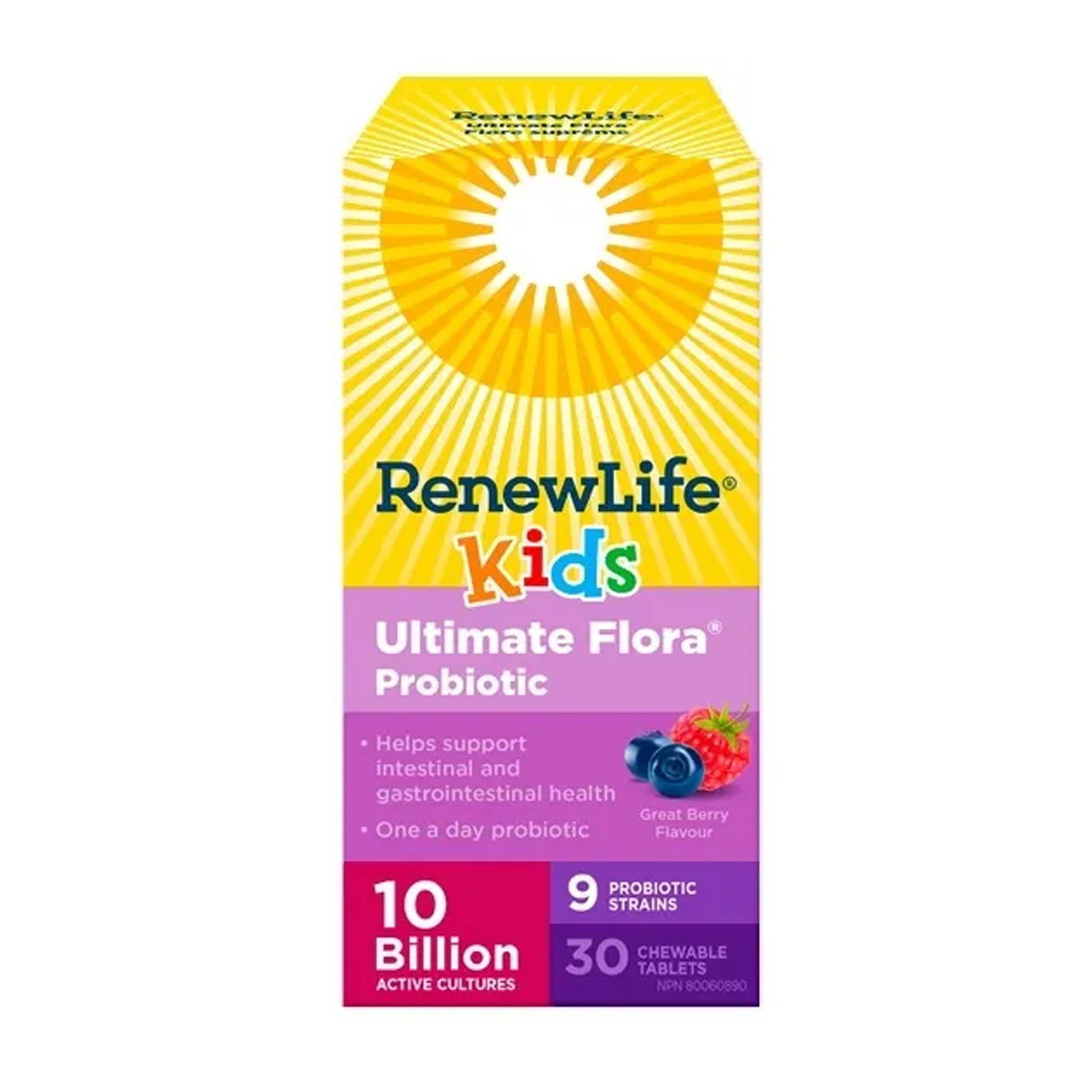 Renew Life | Ultimate Flora Kids Probiotic 10 Billion Active Cultures 30 Chewable Tablets