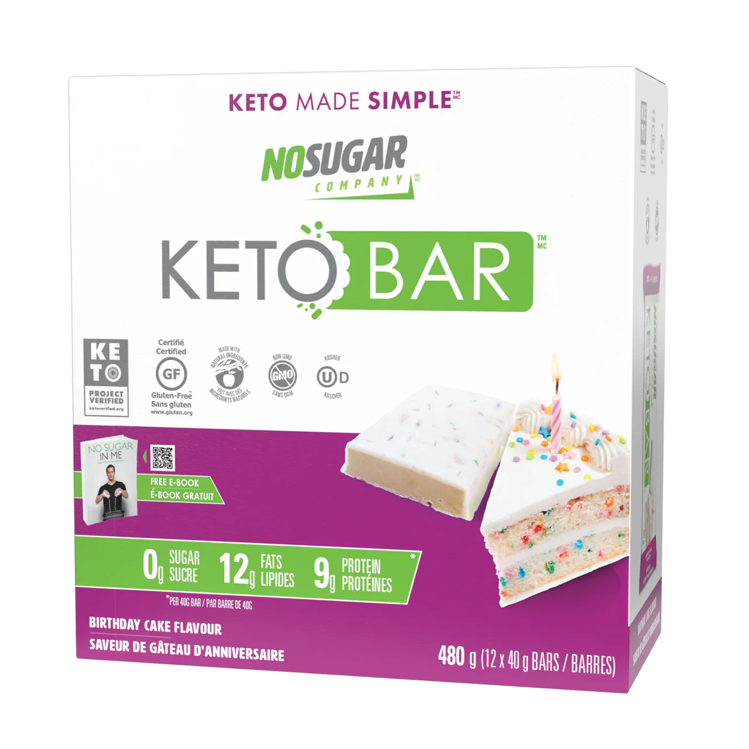 No Sugar Company | Birthday Cake Keto Bar Box(12x40g) Net Wt. 480g