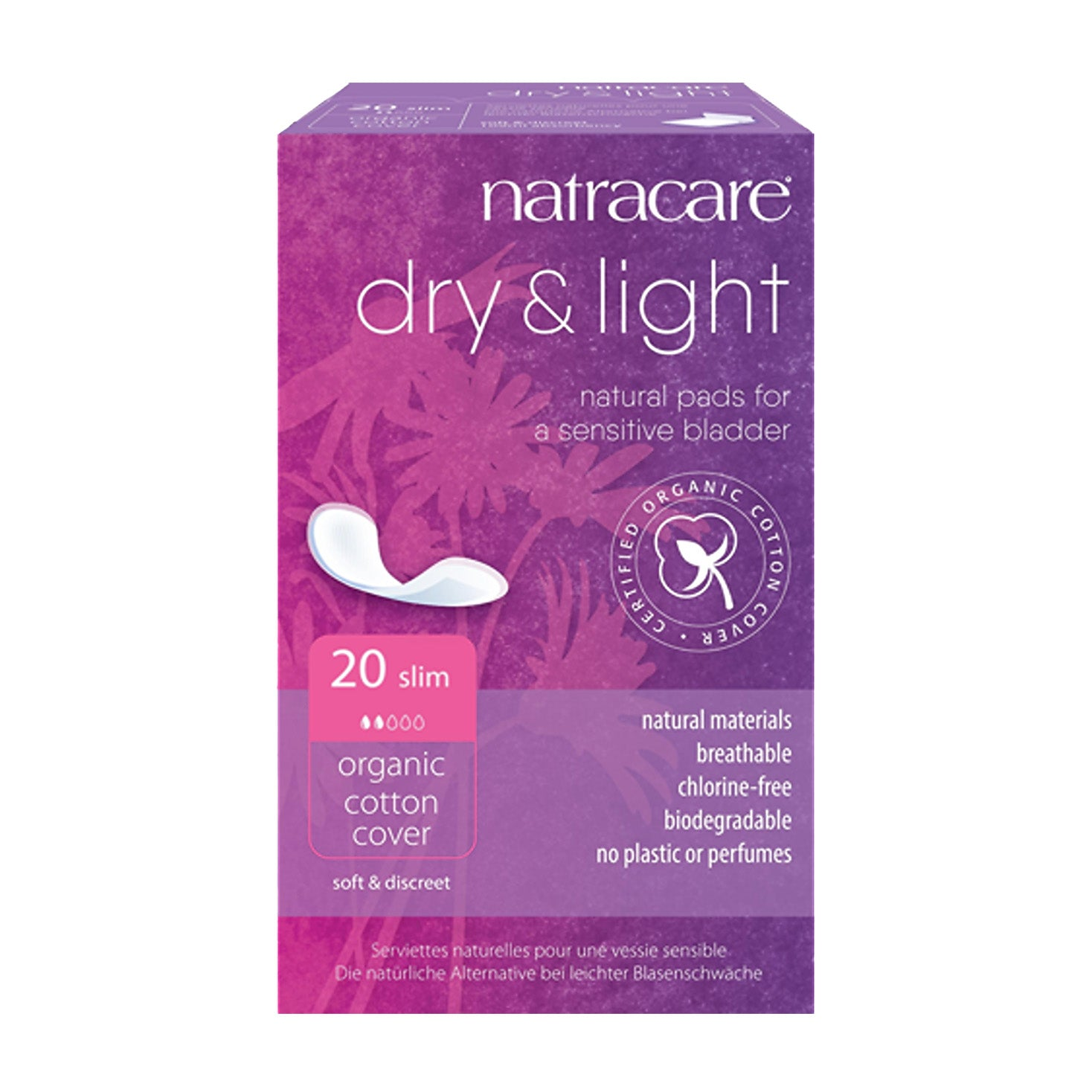 Natracare | Organic Cotton Dry & Light Slim Pads For Sensitive Bladder