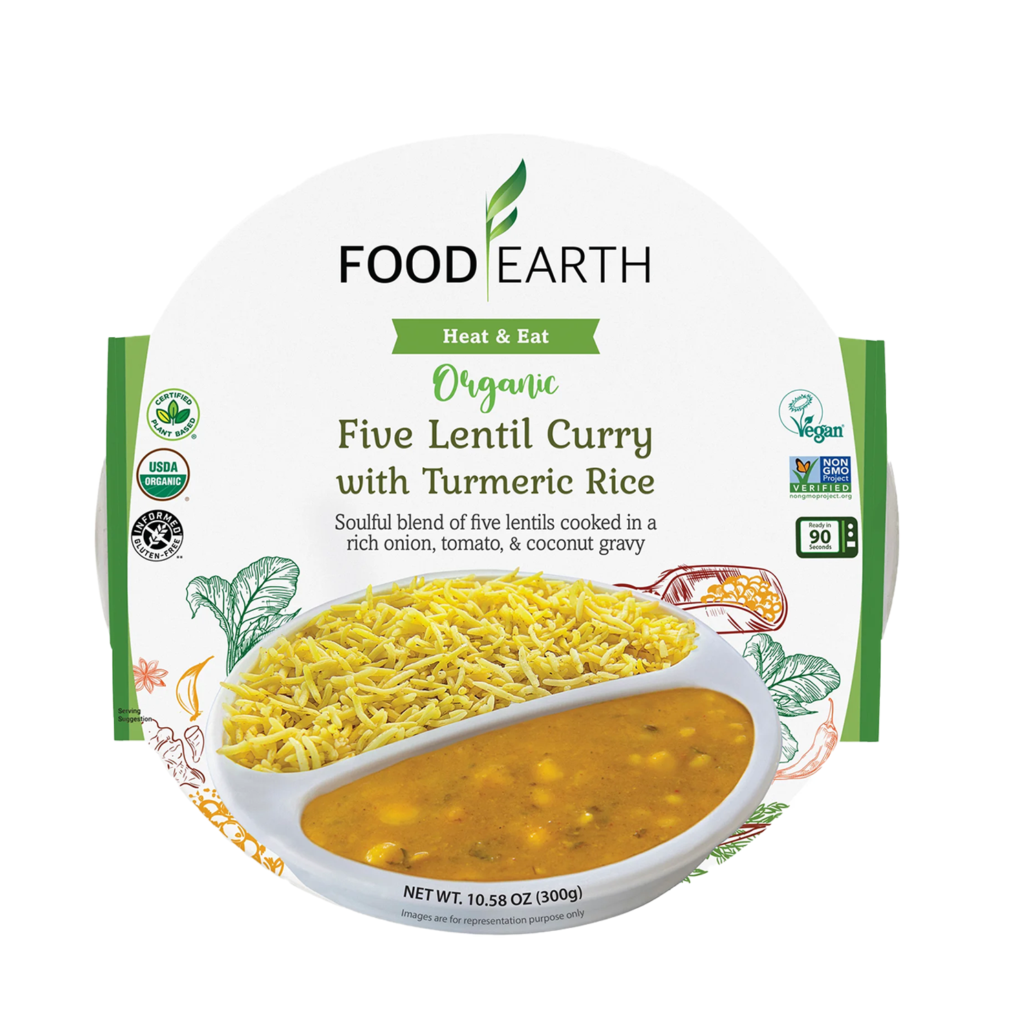 Food Earth | Five Lentil Curry With Turmeric Rice 300g