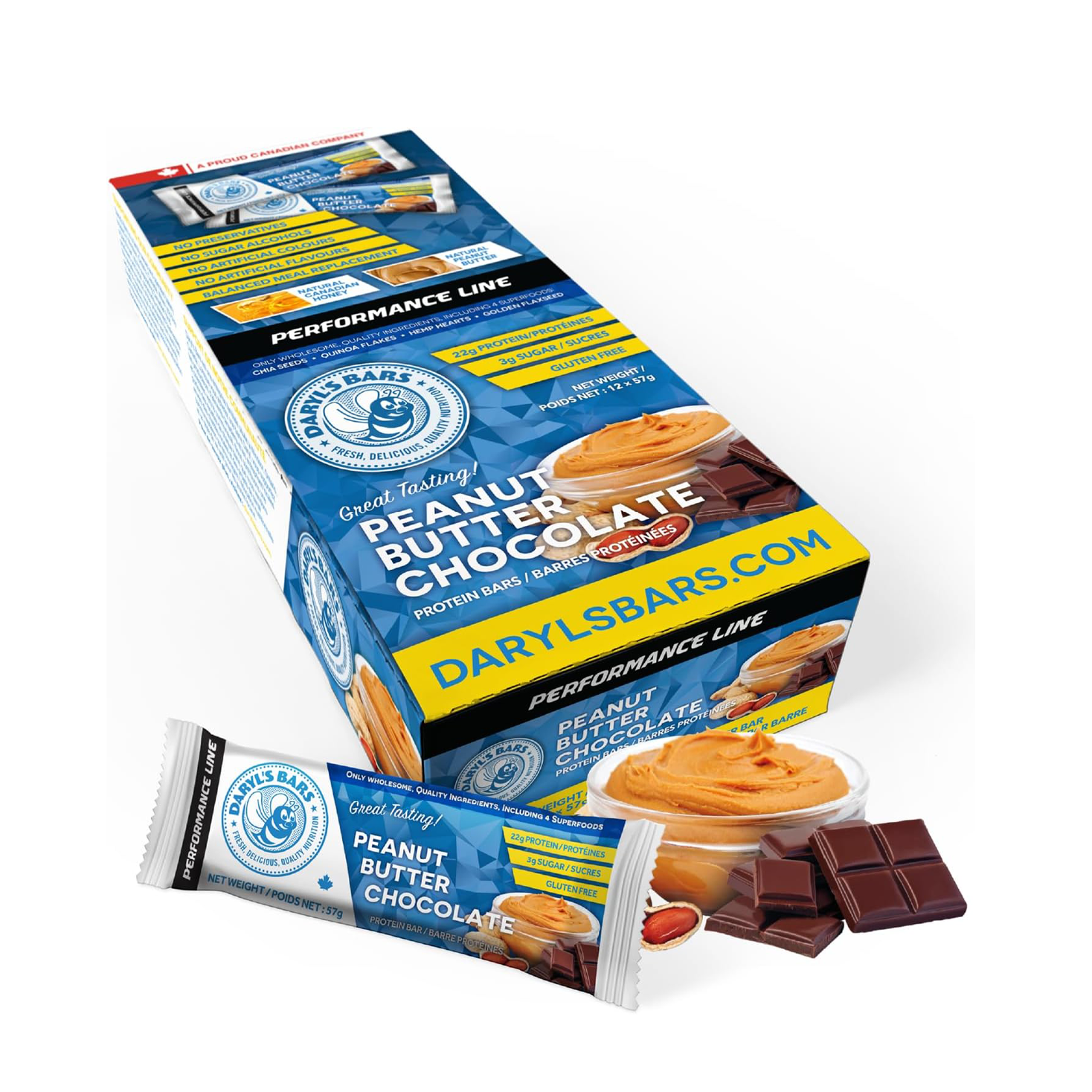 Daryl's Bars | Peanut Butter Chocolate Protein Bar 57g