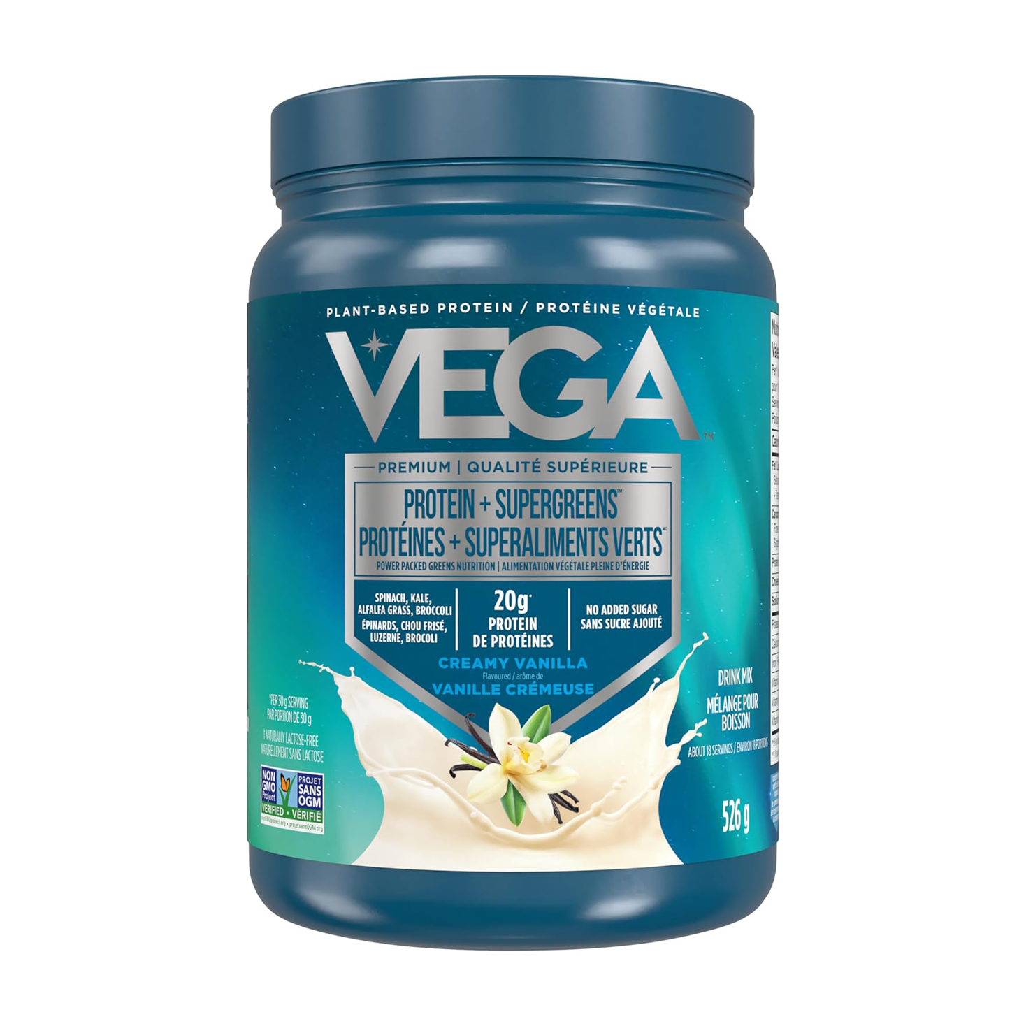 Vega | Creamy Vanilla Protein+Supergreens Drink Mix Powder 526g